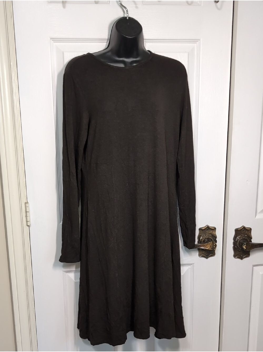 Eileen Fisher Black Long-Sleeve A-Line Dress Size Medium